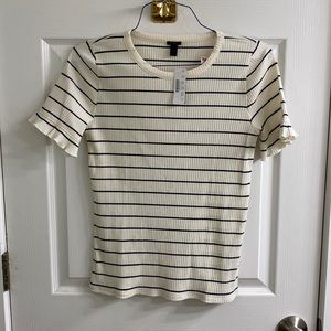 JCrew Ribbed, ruffle sleeve top